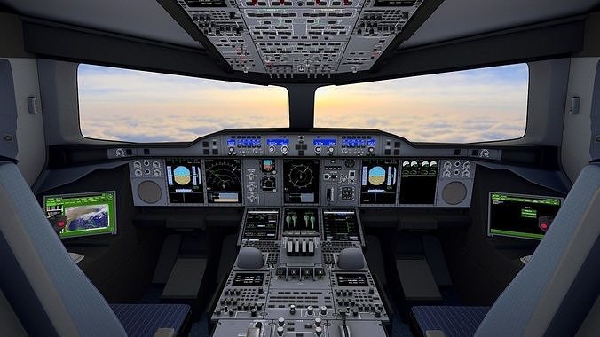 Low Poly PBR - Airbus A380 Cockpit Low-poly 3D model