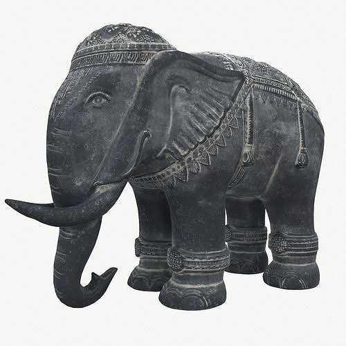 Stone Elephant Statue Low-poly 3D model
