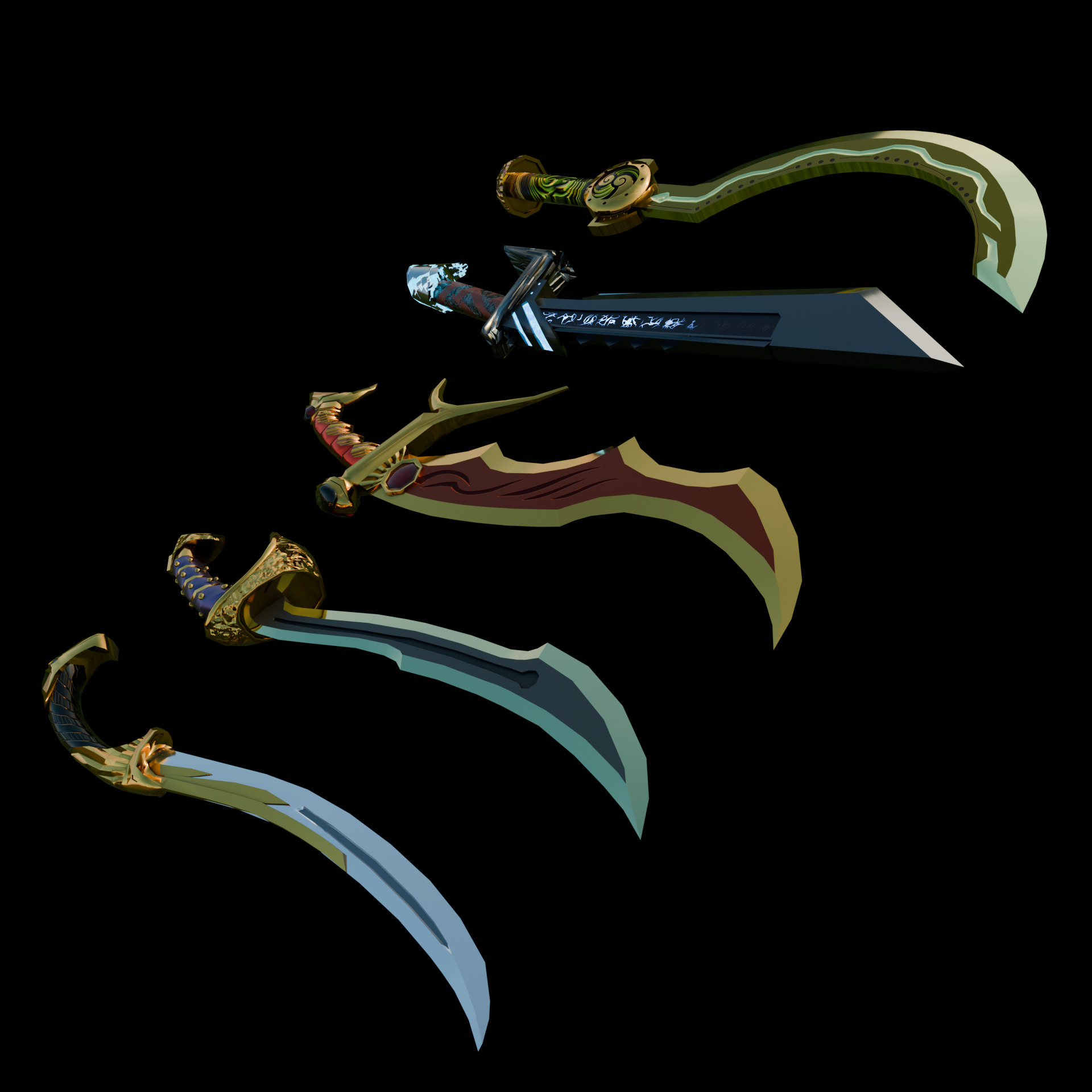 Fantasy Swords Low-poly 3D model_4