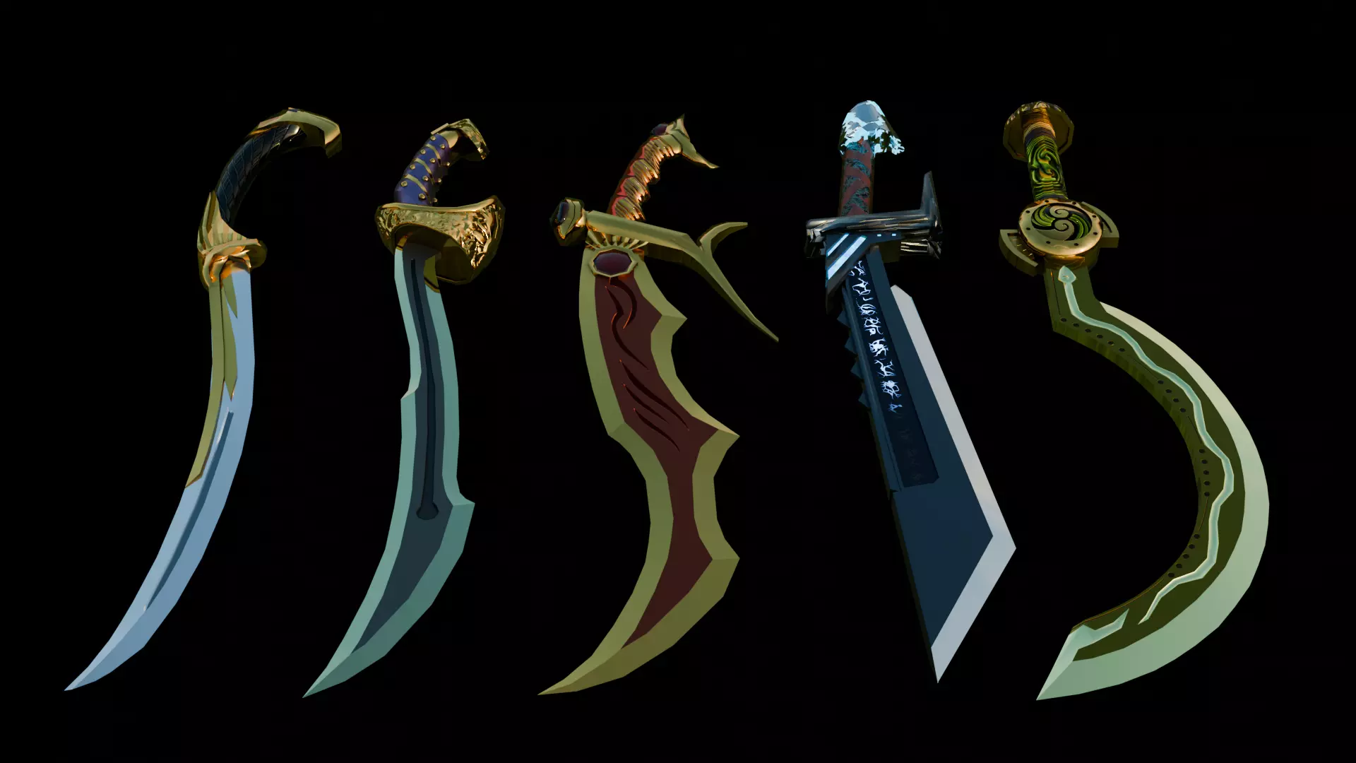Fantasy Swords Low-poly 3D model_0