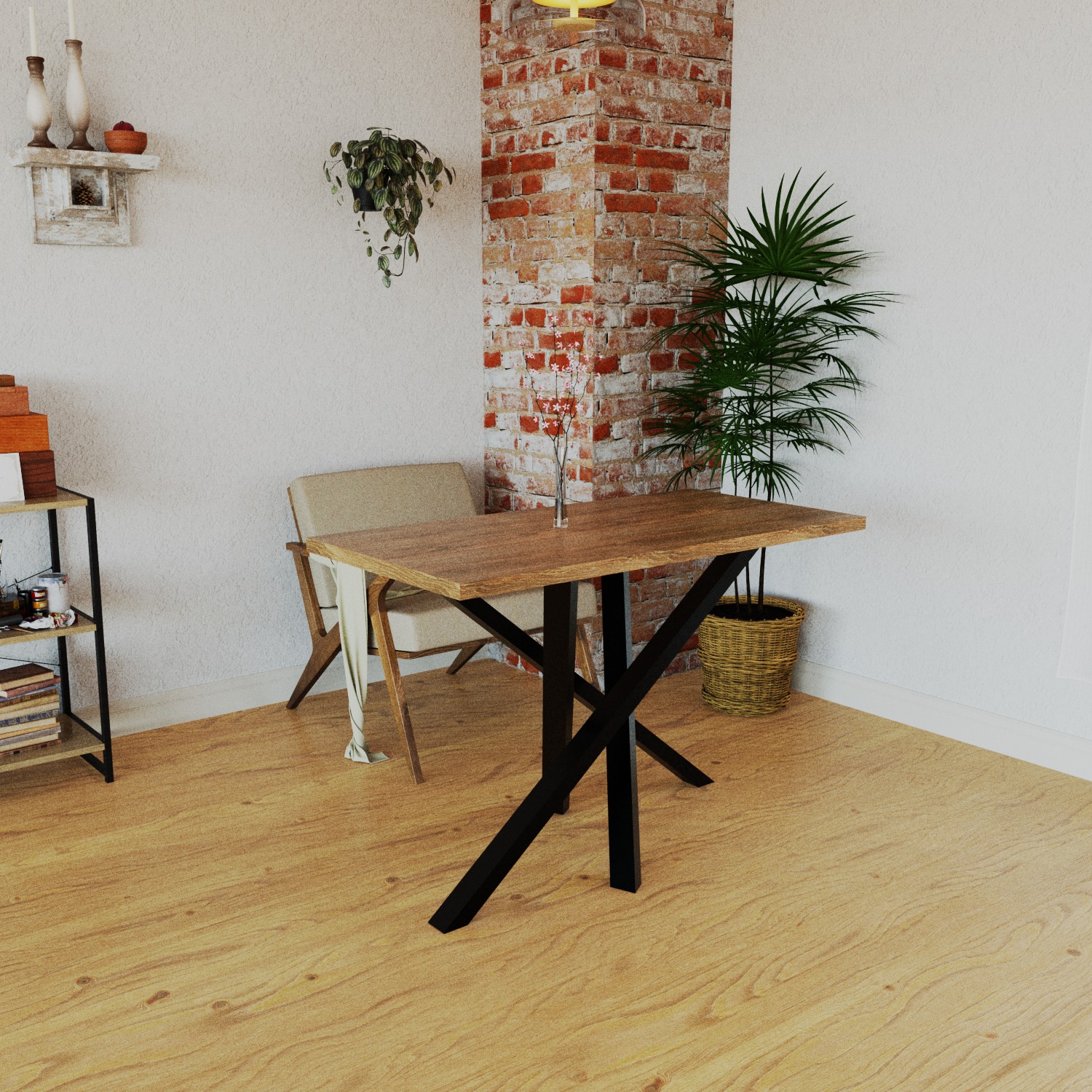 Stylish and Sturdy Loft-Style Table 3D model_2