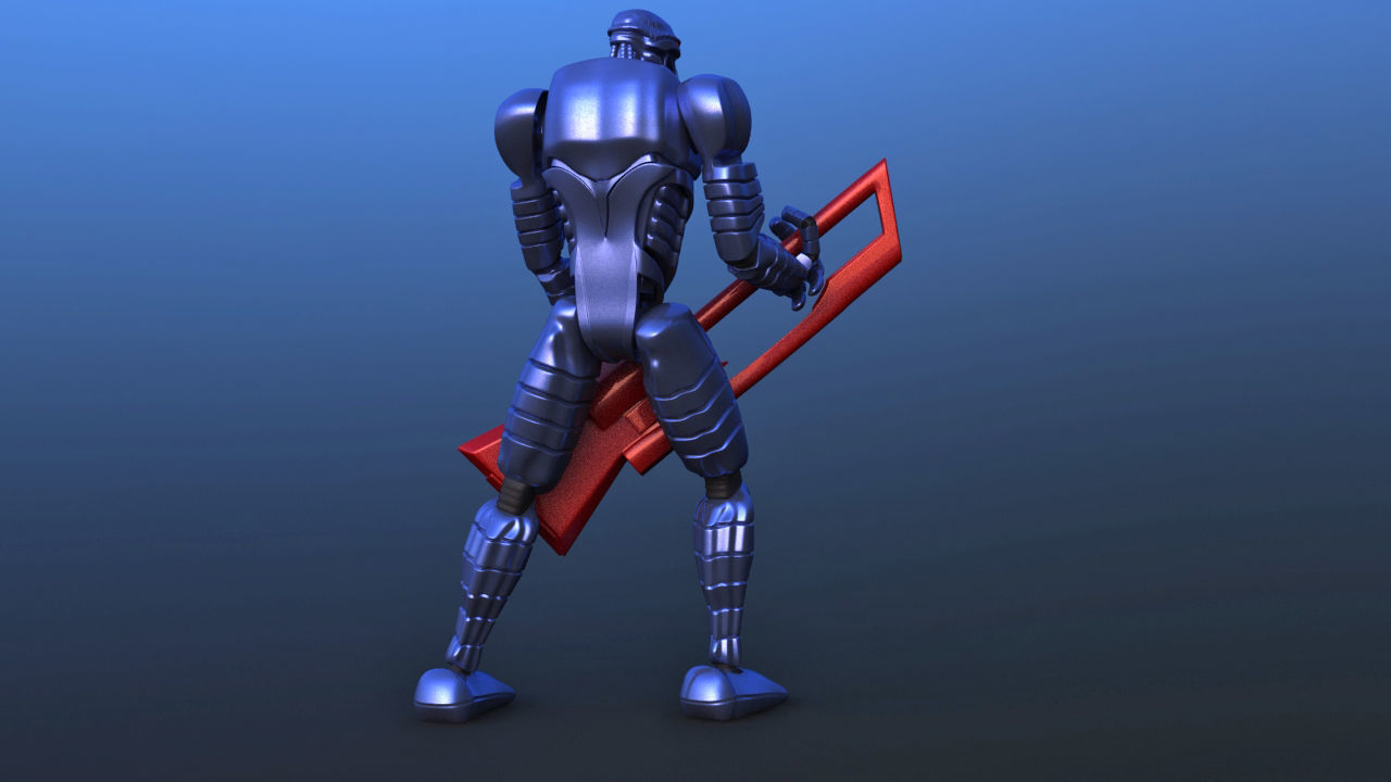 Futuristic Bass Player Robot 3D model_8