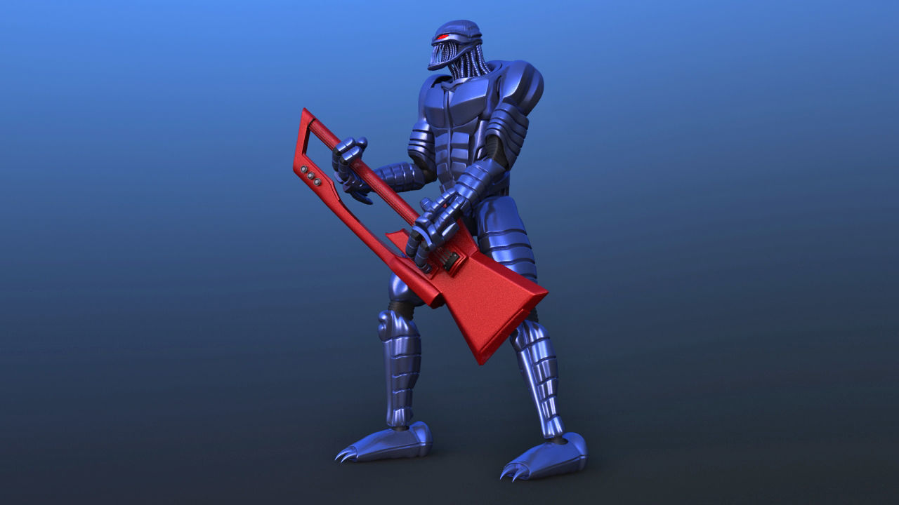 Futuristic Bass Player Robot 3D model_3