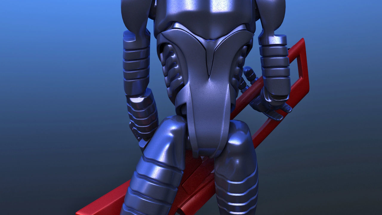 Futuristic Bass Player Robot 3D model_19