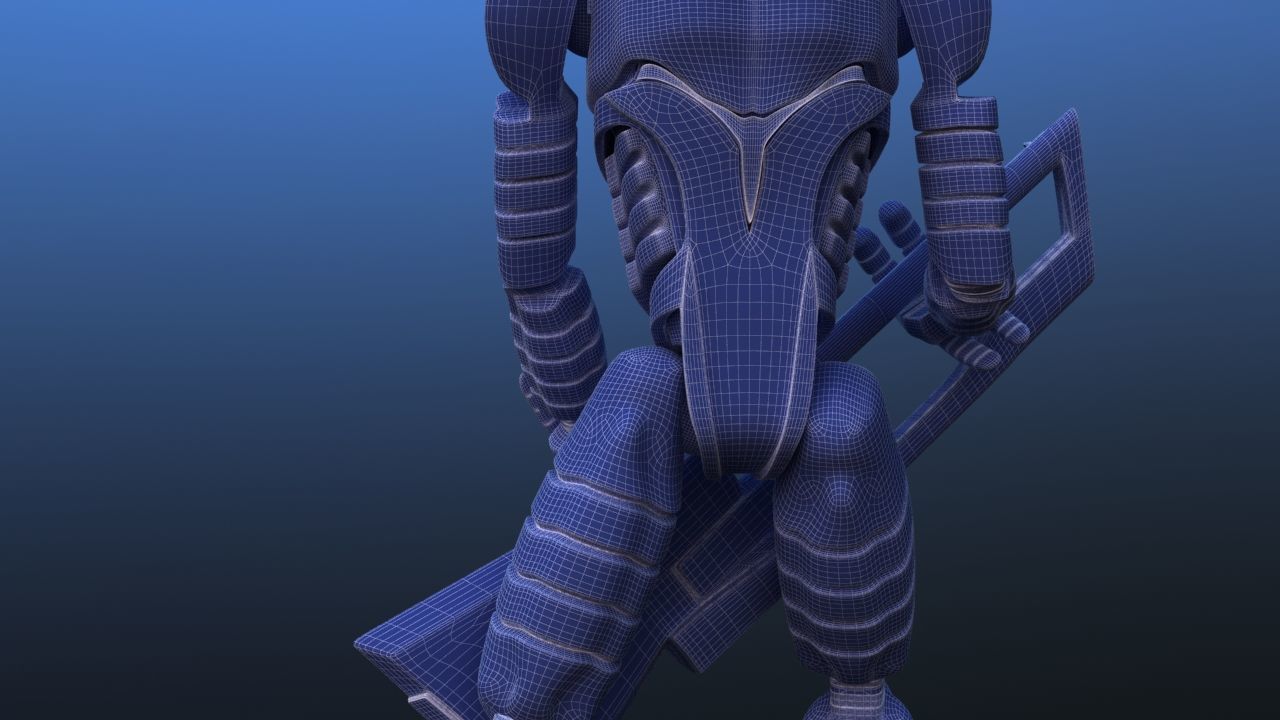 Futuristic Bass Player Robot 3D model_36