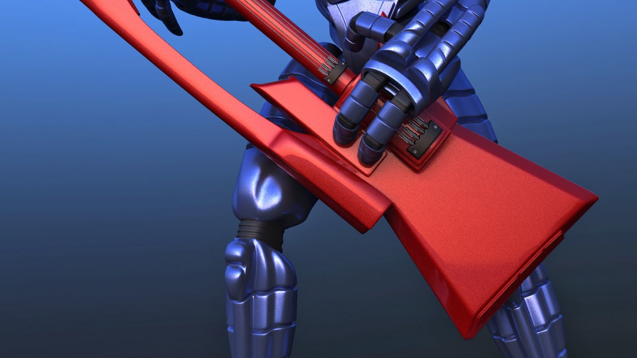 Futuristic Bass Player Robot 3D model_20