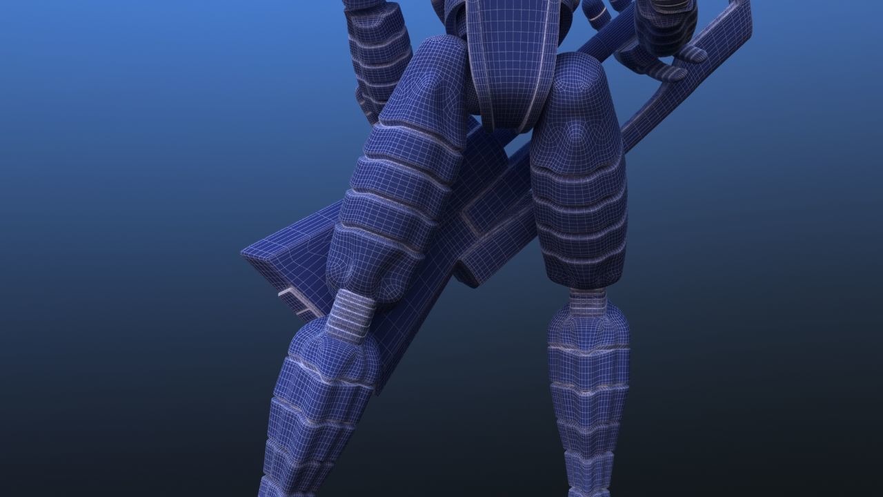 Futuristic Bass Player Robot 3D model_38