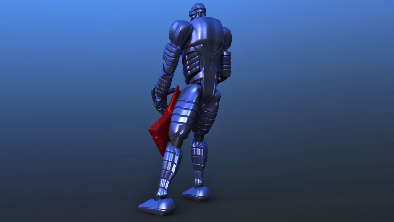 Futuristic Bass Player Robot 3D model_6