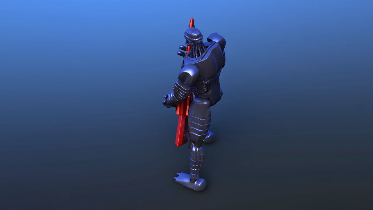 Futuristic Bass Player Robot 3D model_29