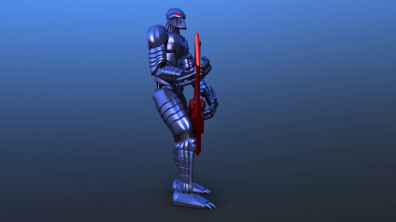 Futuristic Bass Player Robot 3D model_11