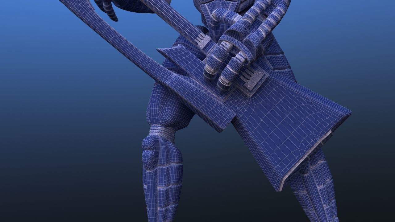 Futuristic Bass Player Robot 3D model_37