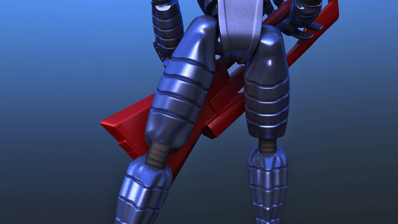 Futuristic Bass Player Robot 3D model_21