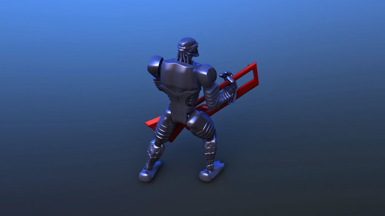 Futuristic Bass Player Robot 3D model_27