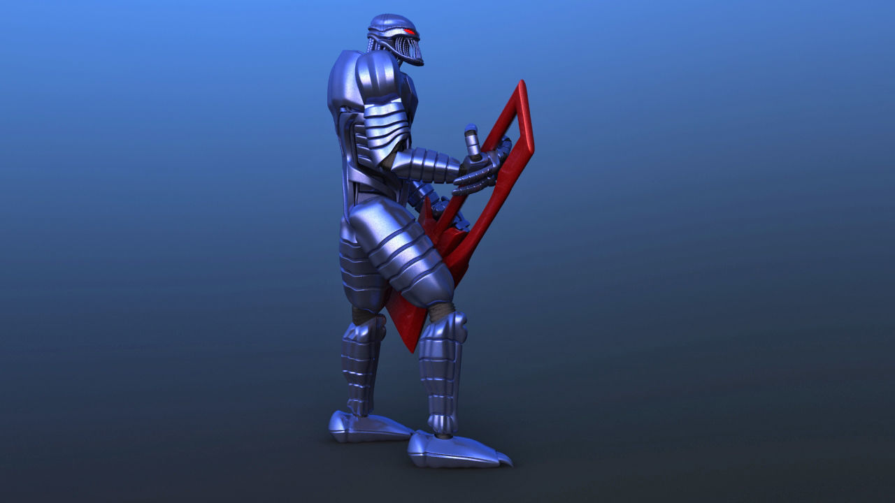 Futuristic Bass Player Robot 3D model_10