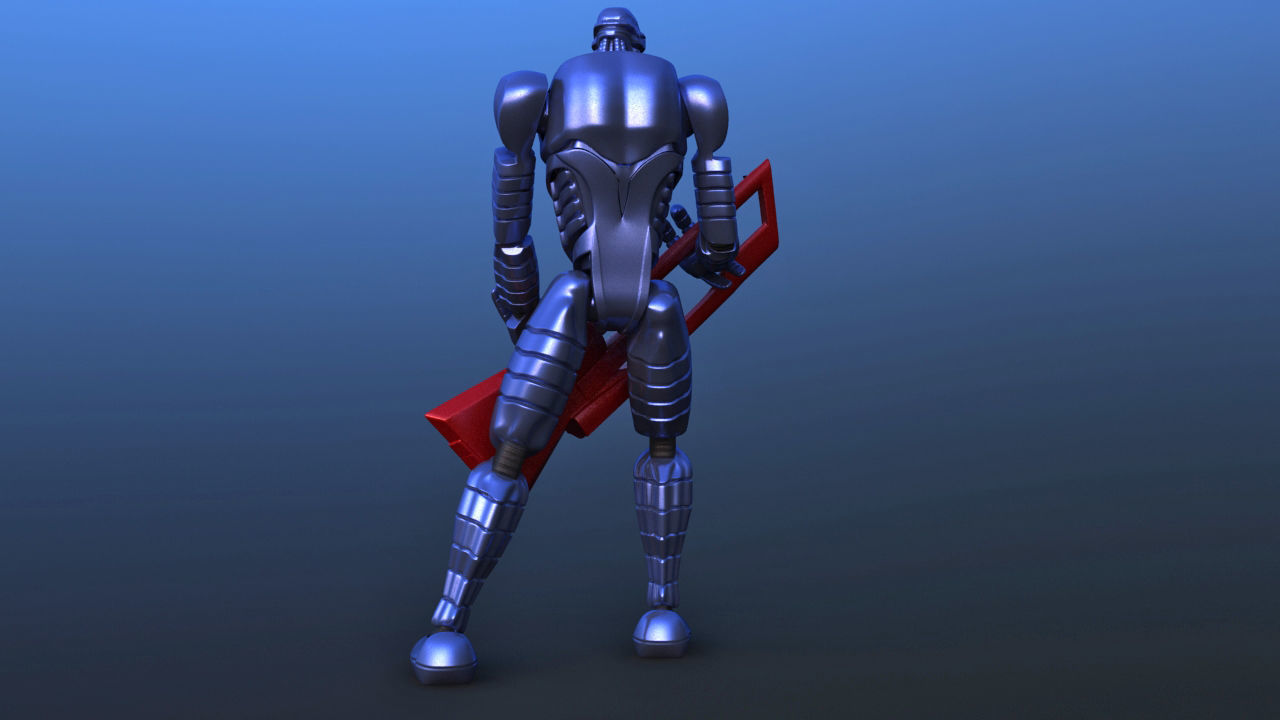 Futuristic Bass Player Robot 3D model_7