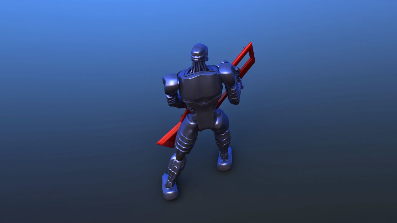 Futuristic Bass Player Robot 3D model_28
