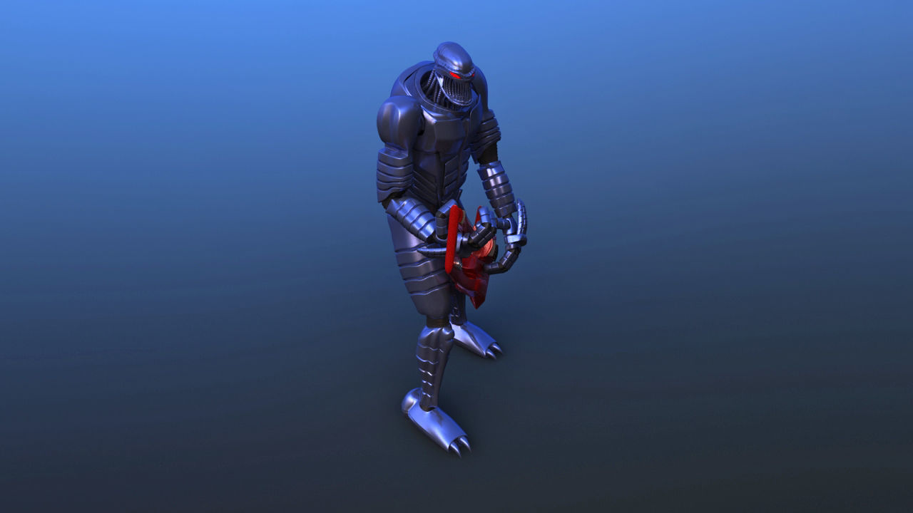 Futuristic Bass Player Robot 3D model_24
