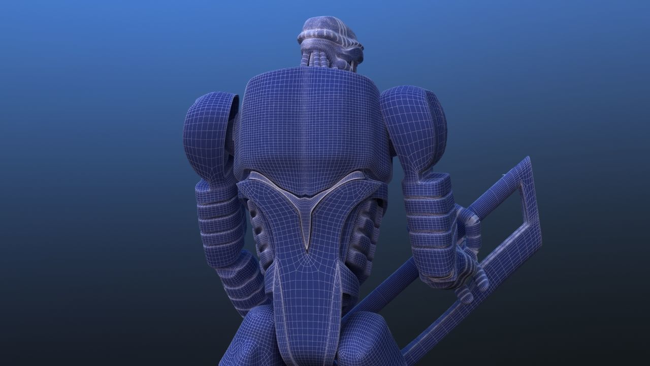 Futuristic Bass Player Robot 3D model_34