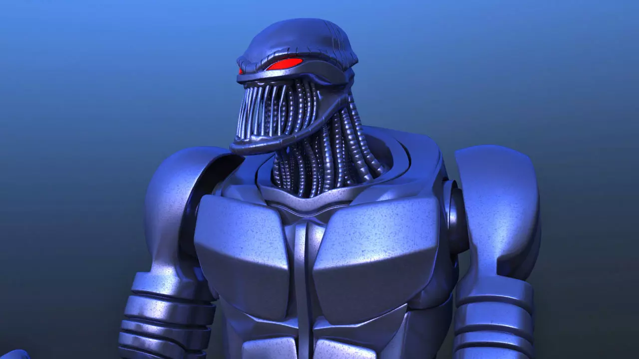 Futuristic Bass Player Robot 3D model_0