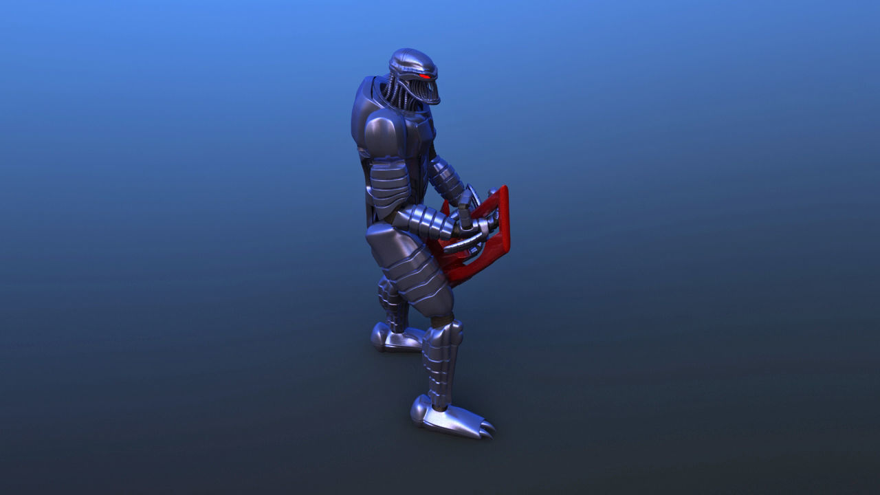 Futuristic Bass Player Robot 3D model_25