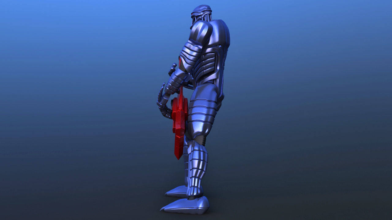 Futuristic Bass Player Robot 3D model_5