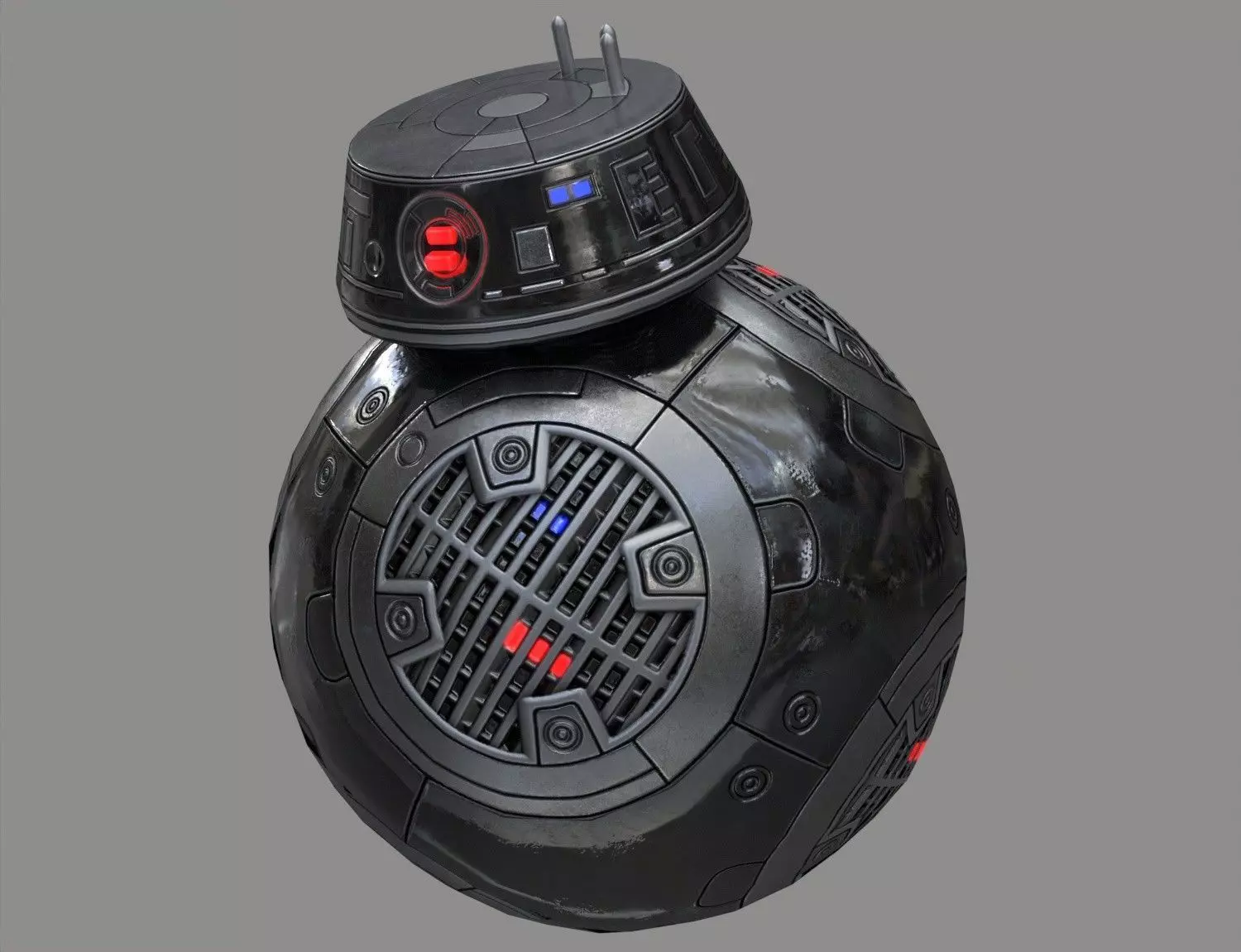 Star Wars BB-9E Robot Droid Black Low-poly 3D model_0