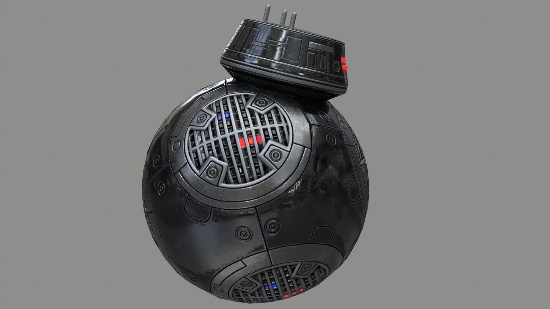 Star Wars BB-9E Robot Droid Black Low-poly 3D model_8