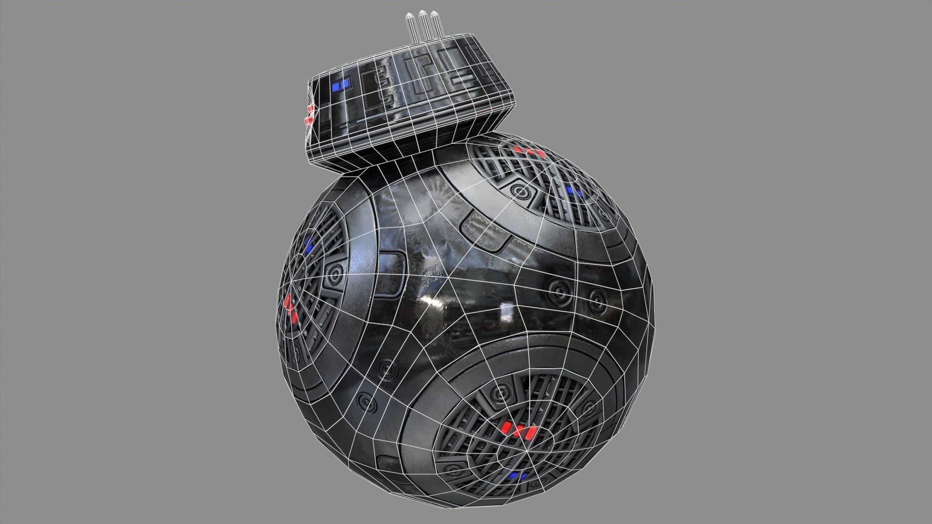 Star Wars BB-9E Robot Droid Black Low-poly 3D model_12