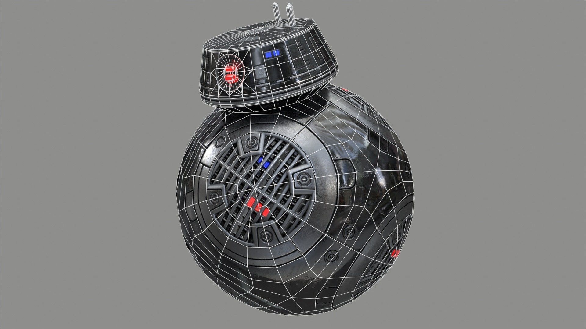 Star Wars BB-9E Robot Droid Black Low-poly 3D model_10