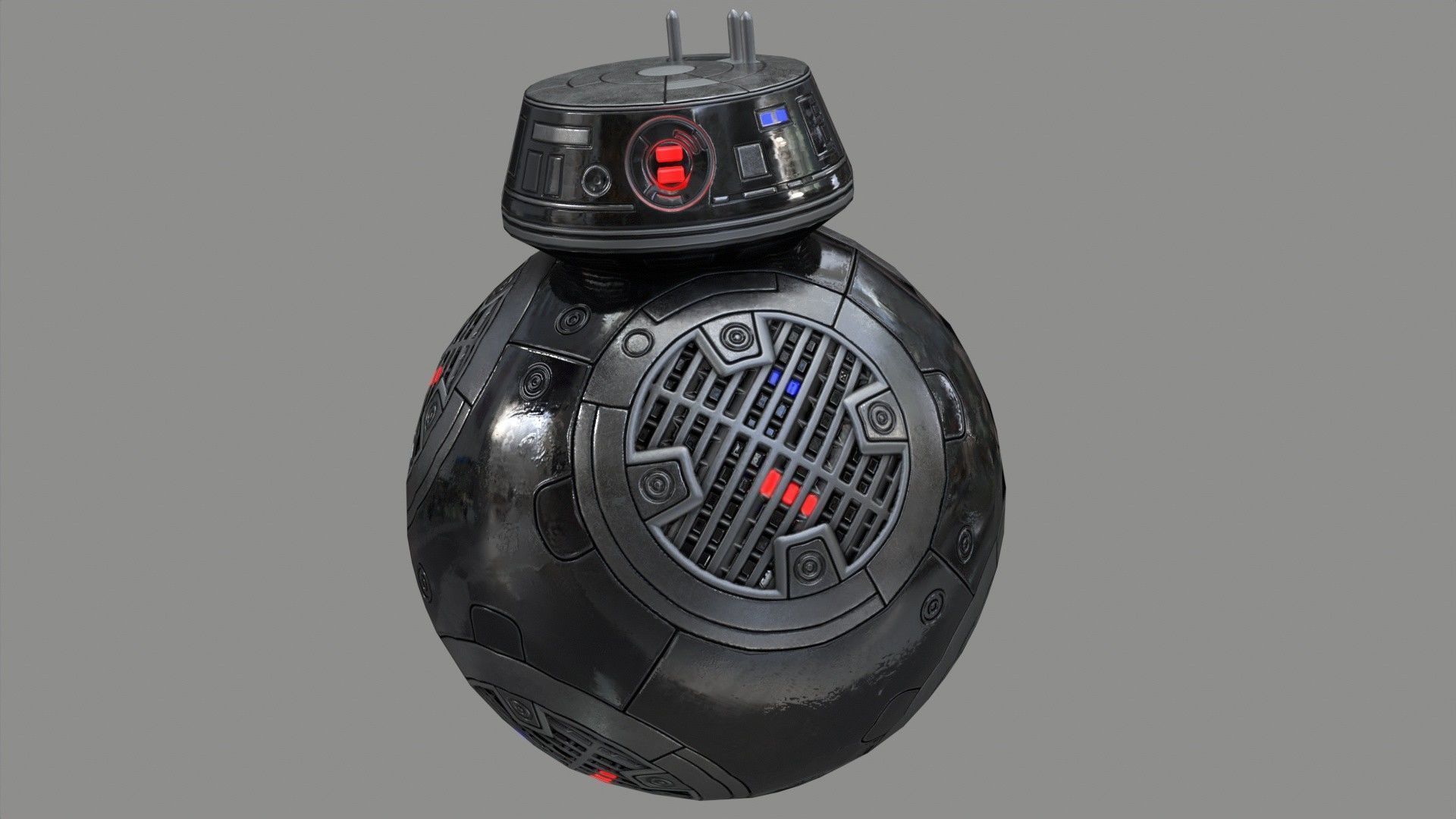Star Wars BB-9E Robot Droid Black Low-poly 3D model_7