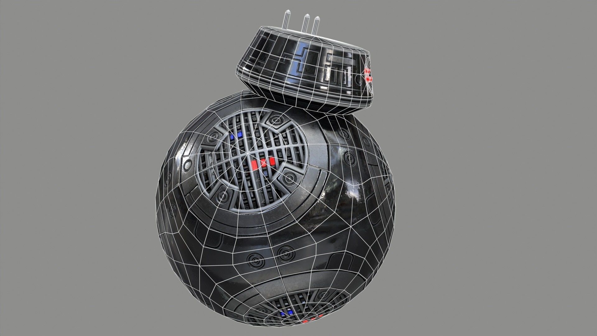 Star Wars BB-9E Robot Droid Black Low-poly 3D model_14