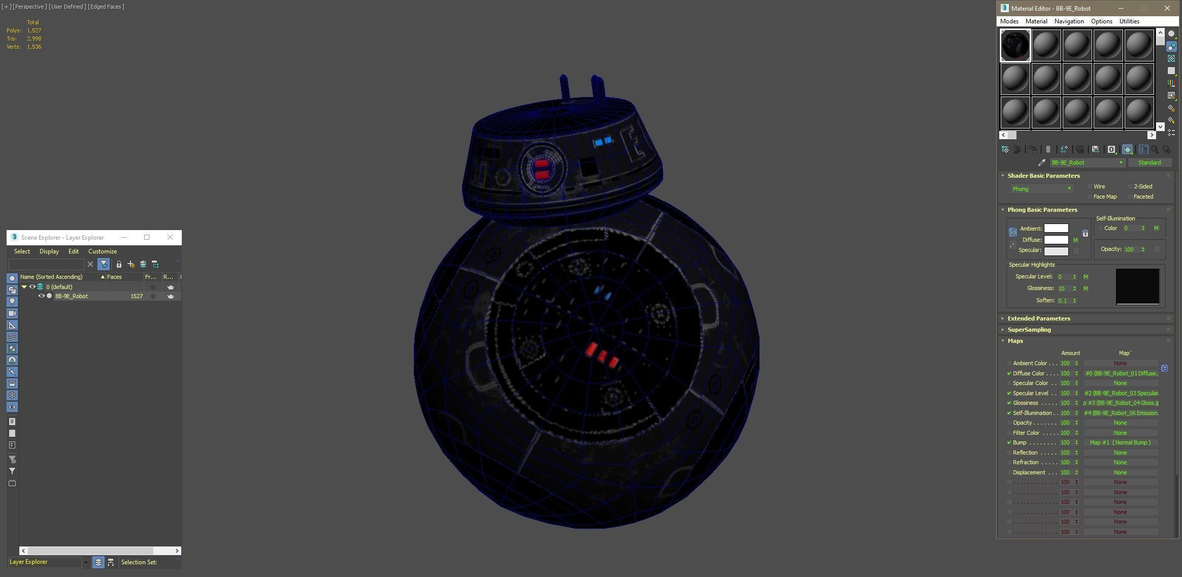 Star Wars BB-9E Robot Droid Black Low-poly 3D model_16