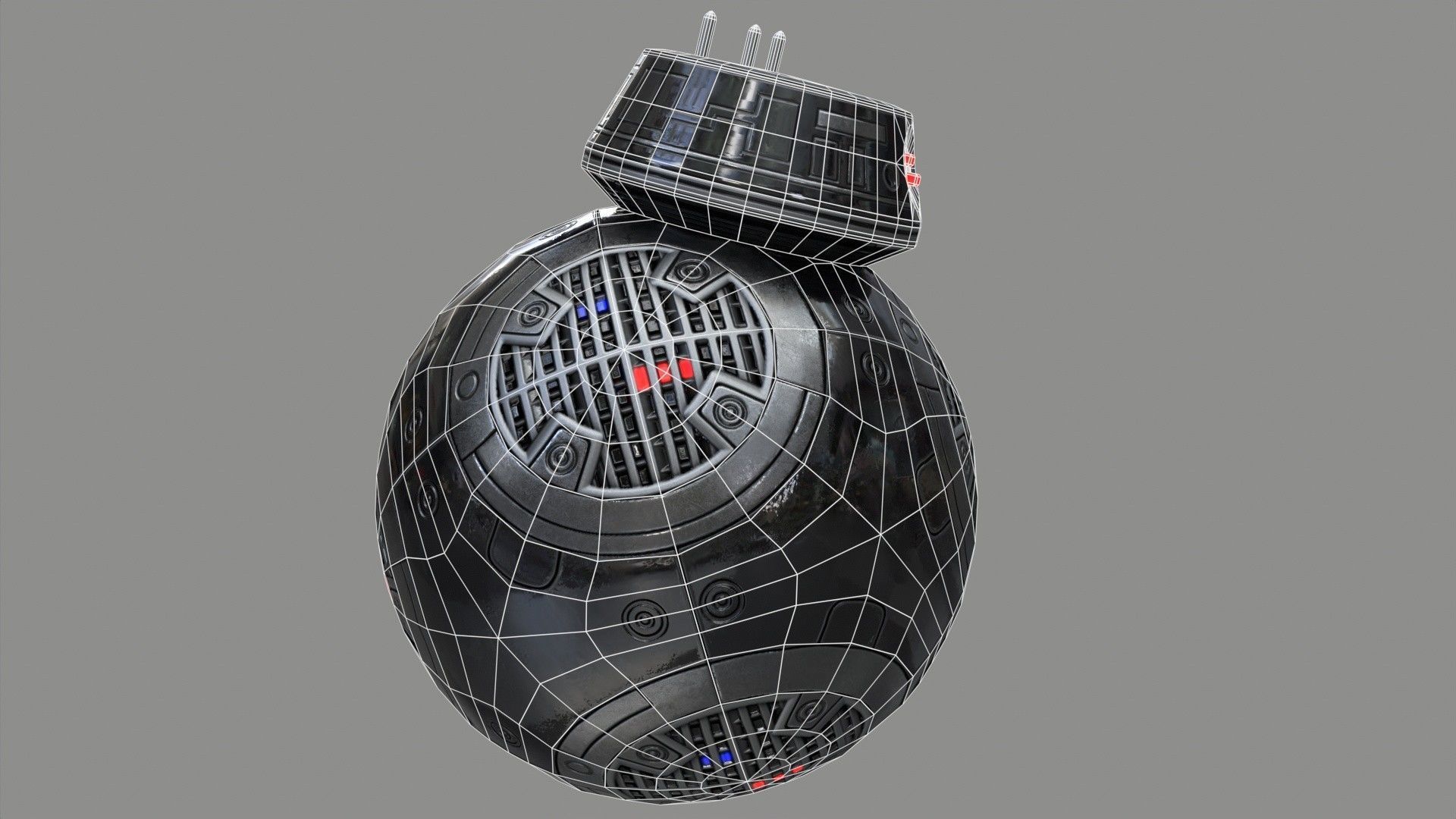 Star Wars BB-9E Robot Droid Black Low-poly 3D model_9