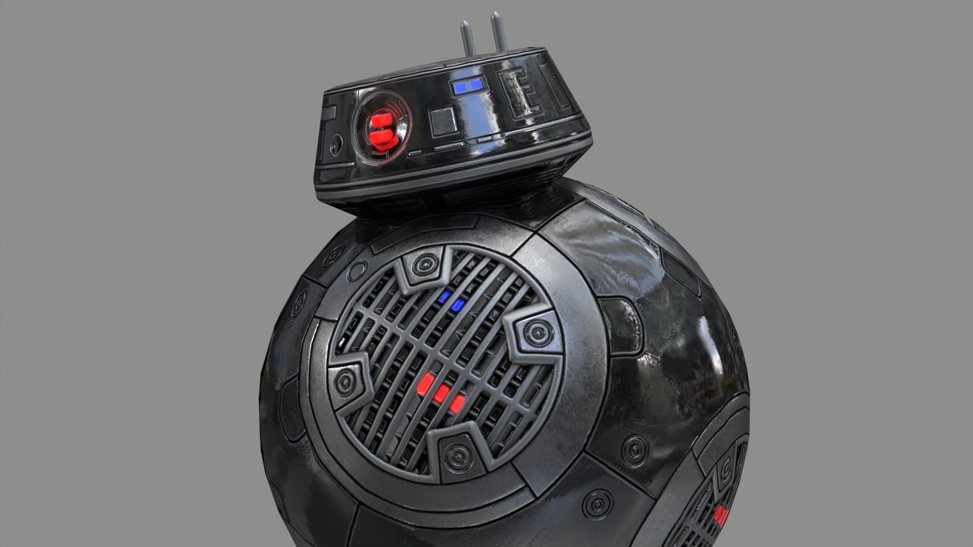 Star Wars BB-9E Robot Droid Black Low-poly 3D model_6