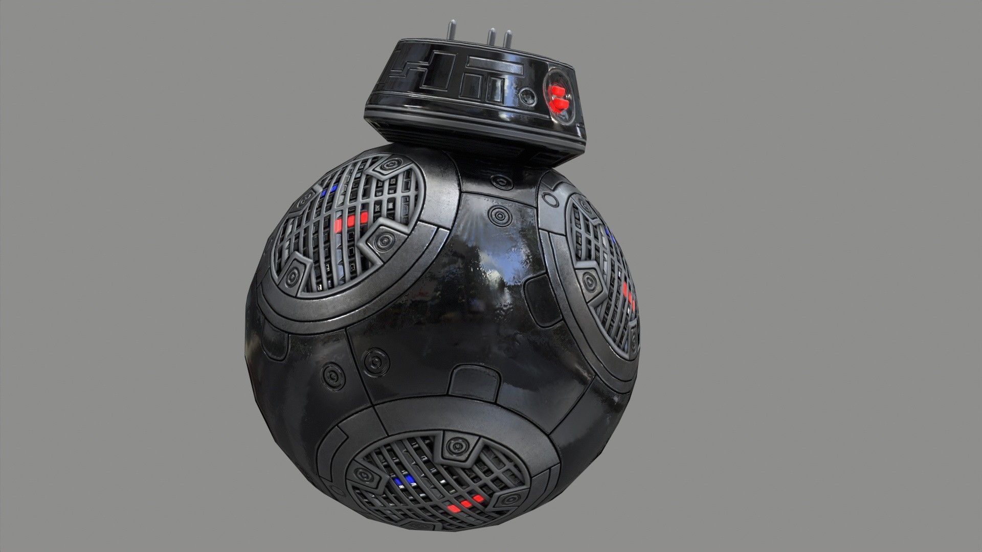 Star Wars BB-9E Robot Droid Black Low-poly 3D model_4