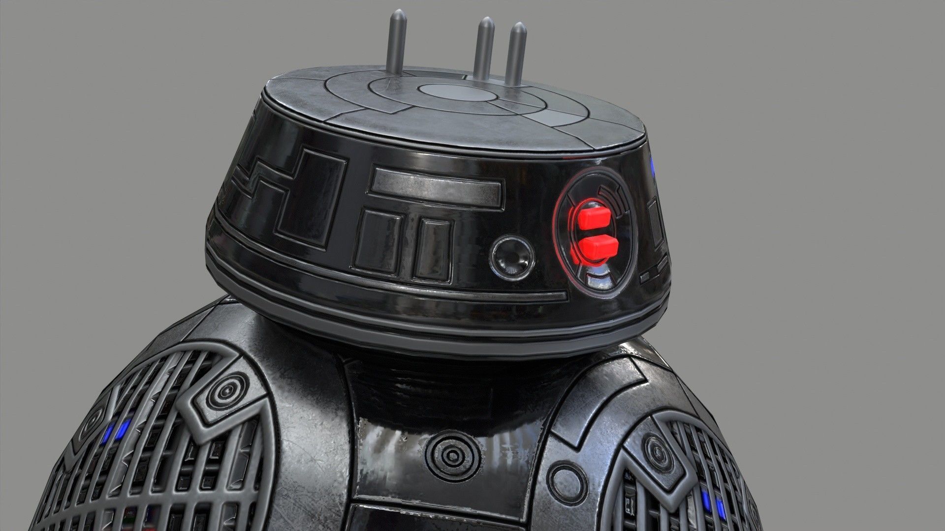 Star Wars BB-9E Robot Droid Black Low-poly 3D model_5
