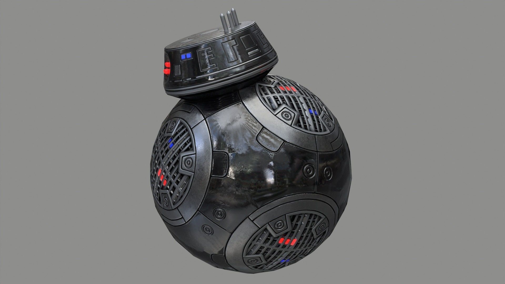Star Wars BB-9E Robot Droid Black Low-poly 3D model_2