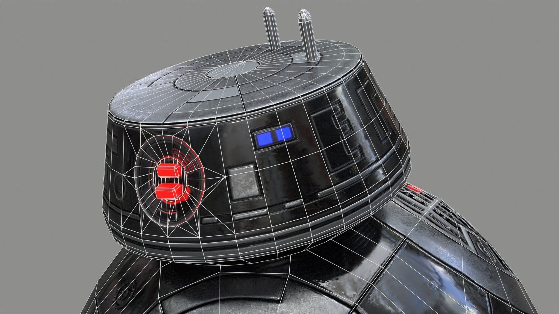 Star Wars BB-9E Robot Droid Black Low-poly 3D model_11