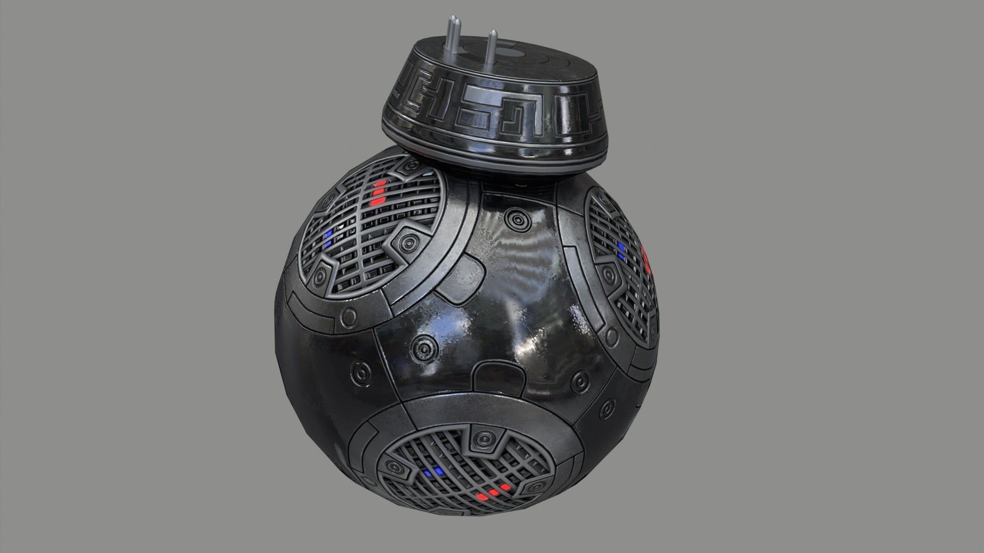 Star Wars BB-9E Robot Droid Black Low-poly 3D model_3