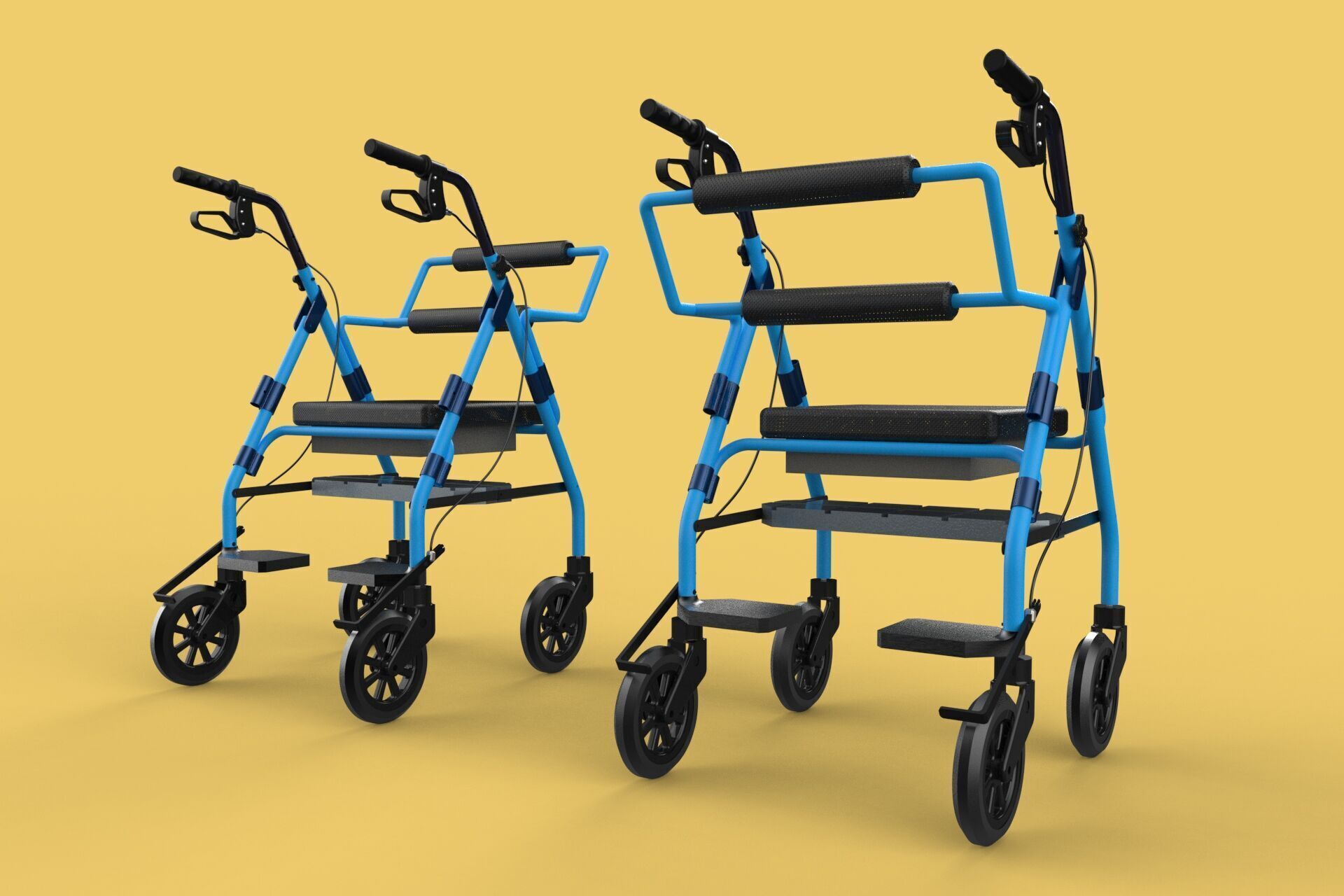 WALKING FRAME ROLLATOR ROLLING WHEELED WALKER FOLDABLE SEAT AID 3D model_3