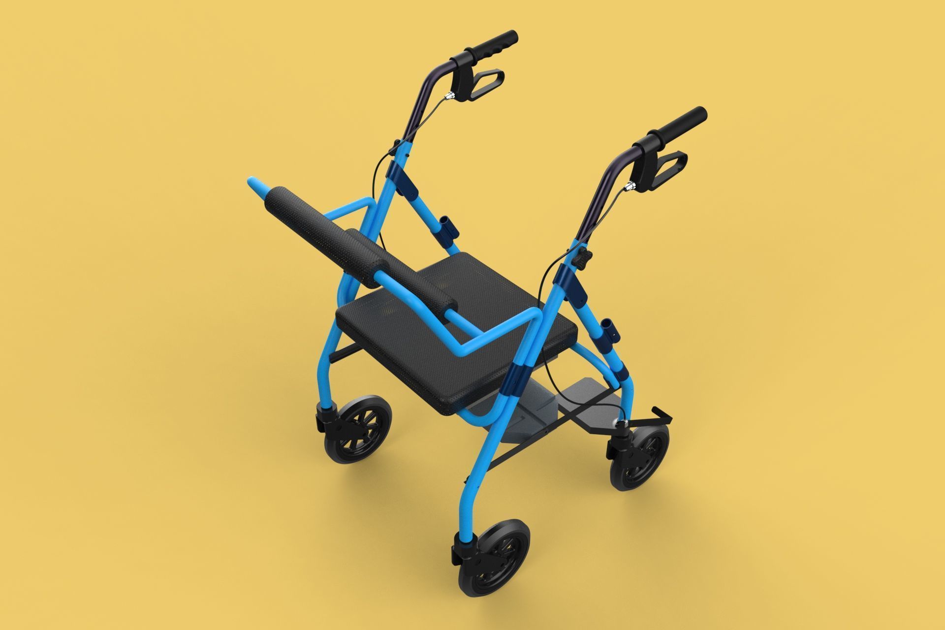 WALKING FRAME ROLLATOR ROLLING WHEELED WALKER FOLDABLE SEAT AID 3D model_19