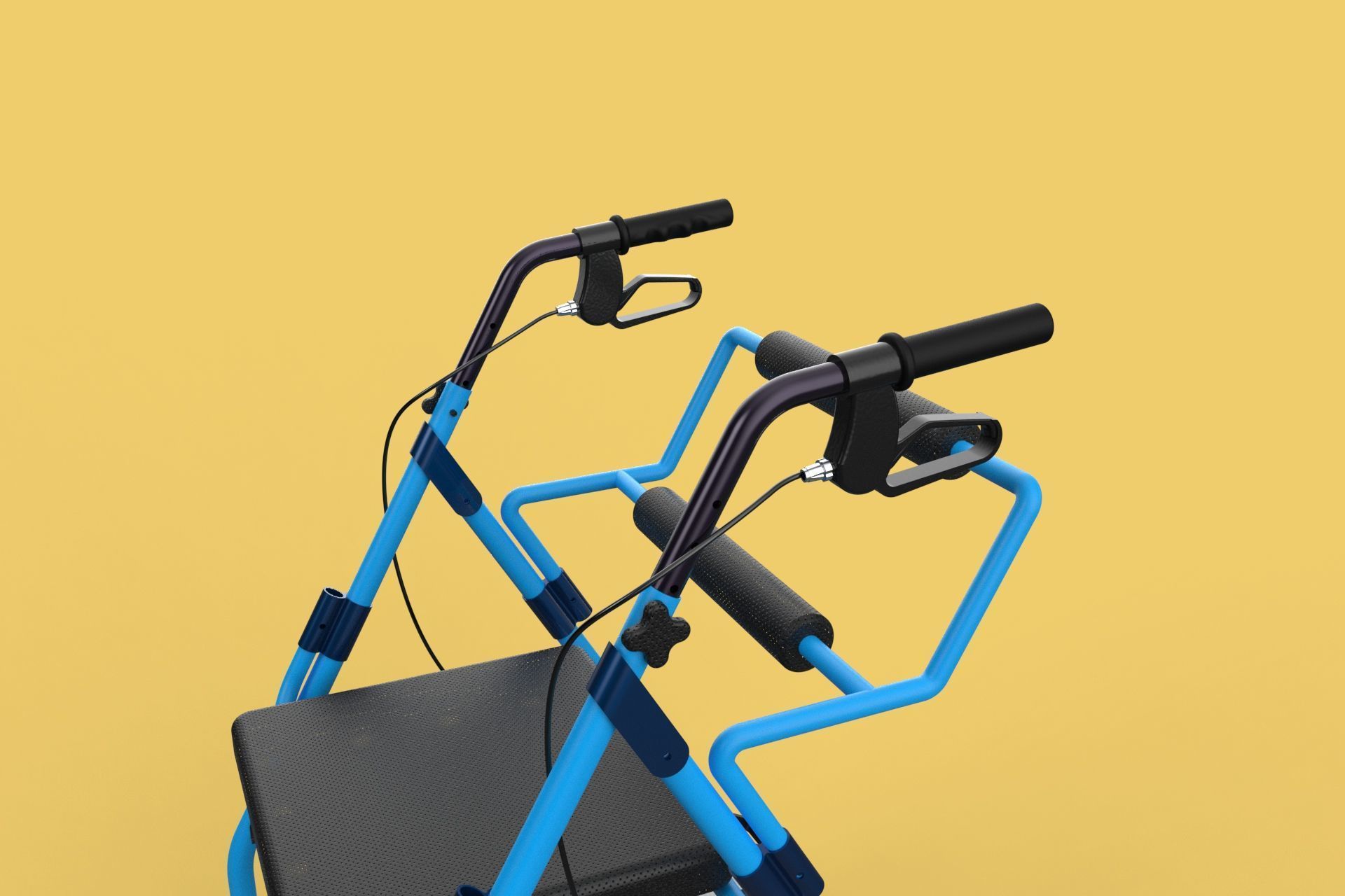 WALKING FRAME ROLLATOR ROLLING WHEELED WALKER FOLDABLE SEAT AID 3D model_58