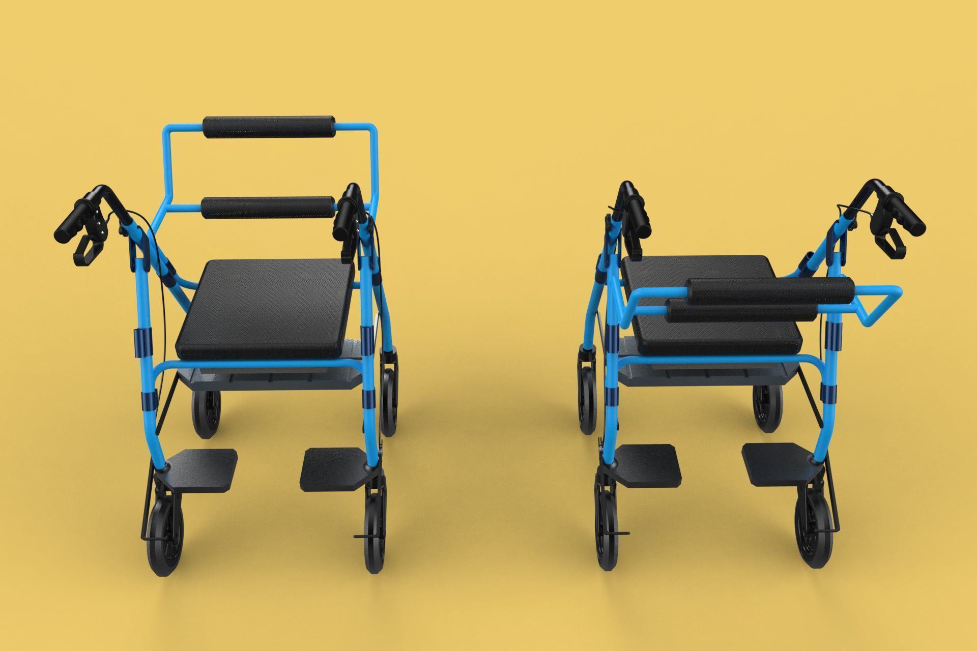 WALKING FRAME ROLLATOR ROLLING WHEELED WALKER FOLDABLE SEAT AID 3D model_22