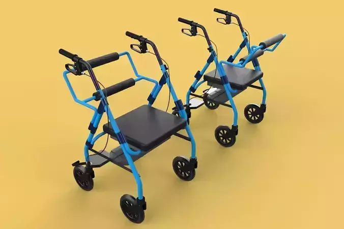 WALKING FRAME ROLLATOR ROLLING WHEELED WALKER FOLDABLE SEAT AID 3D model