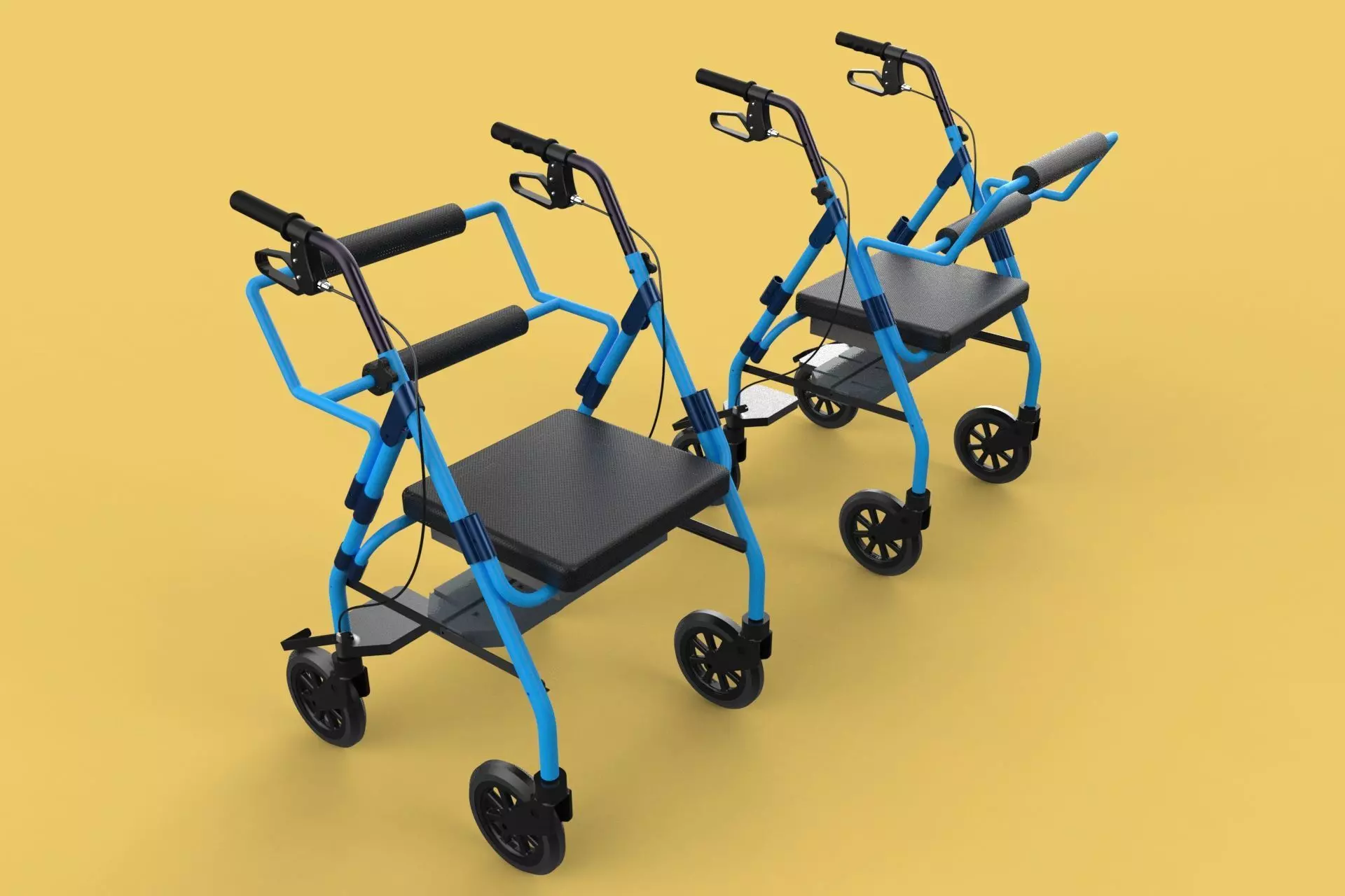 WALKING FRAME ROLLATOR ROLLING WHEELED WALKER FOLDABLE SEAT AID 3D model_0
