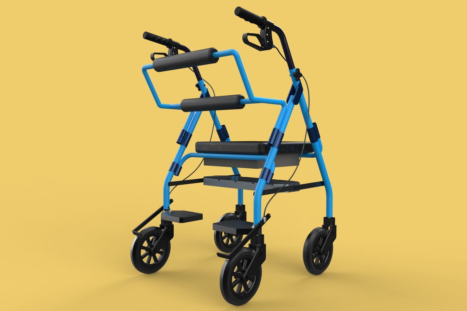 WALKING FRAME ROLLATOR ROLLING WHEELED WALKER FOLDABLE SEAT AID 3D model_43