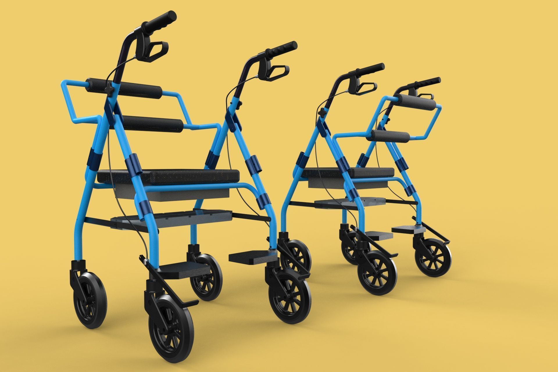 WALKING FRAME ROLLATOR ROLLING WHEELED WALKER FOLDABLE SEAT AID 3D model_2