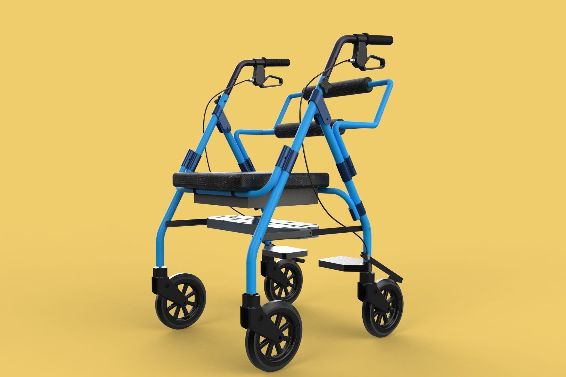 WALKING FRAME ROLLATOR ROLLING WHEELED WALKER FOLDABLE SEAT AID 3D model_46