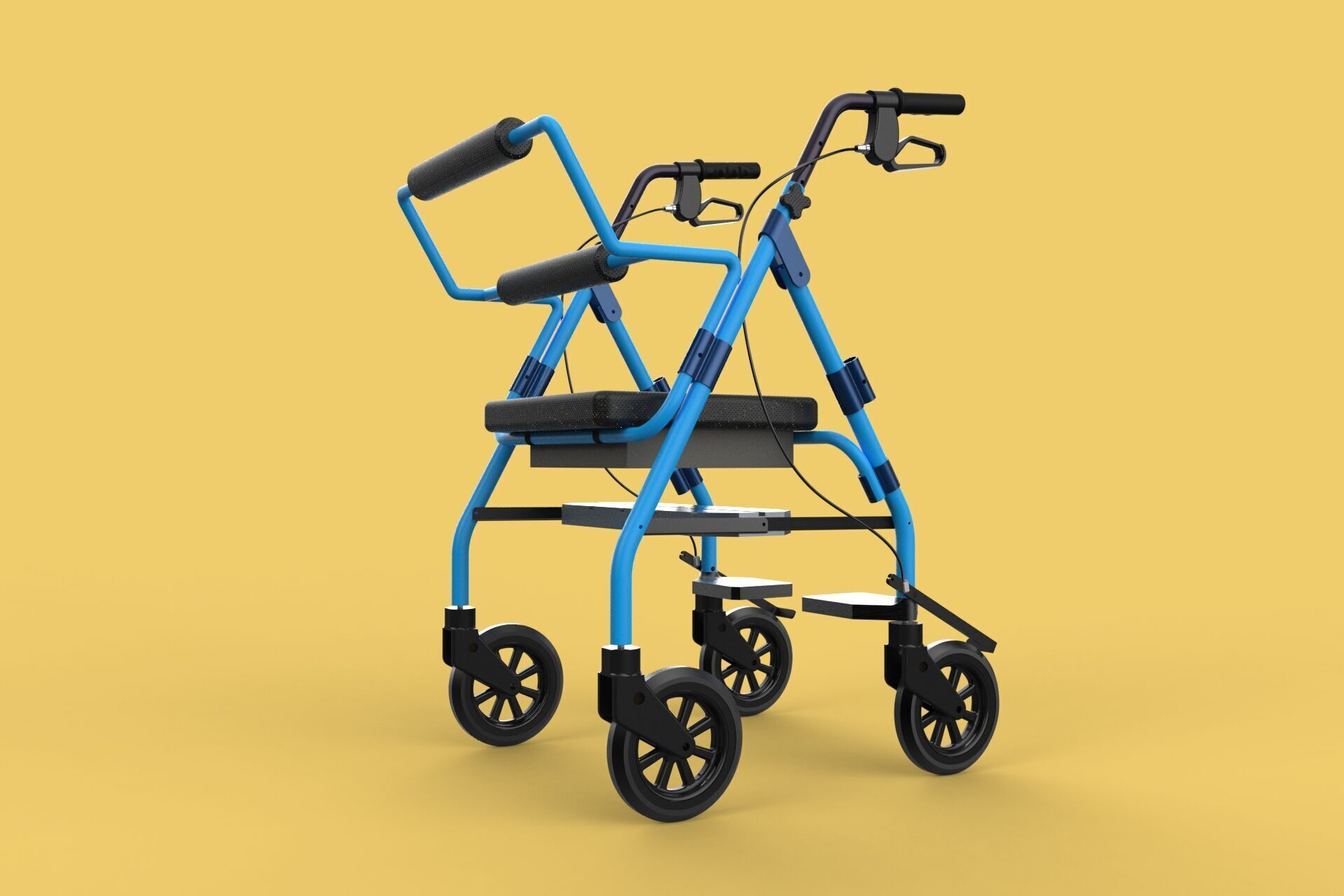 WALKING FRAME ROLLATOR ROLLING WHEELED WALKER FOLDABLE SEAT AID 3D model_24