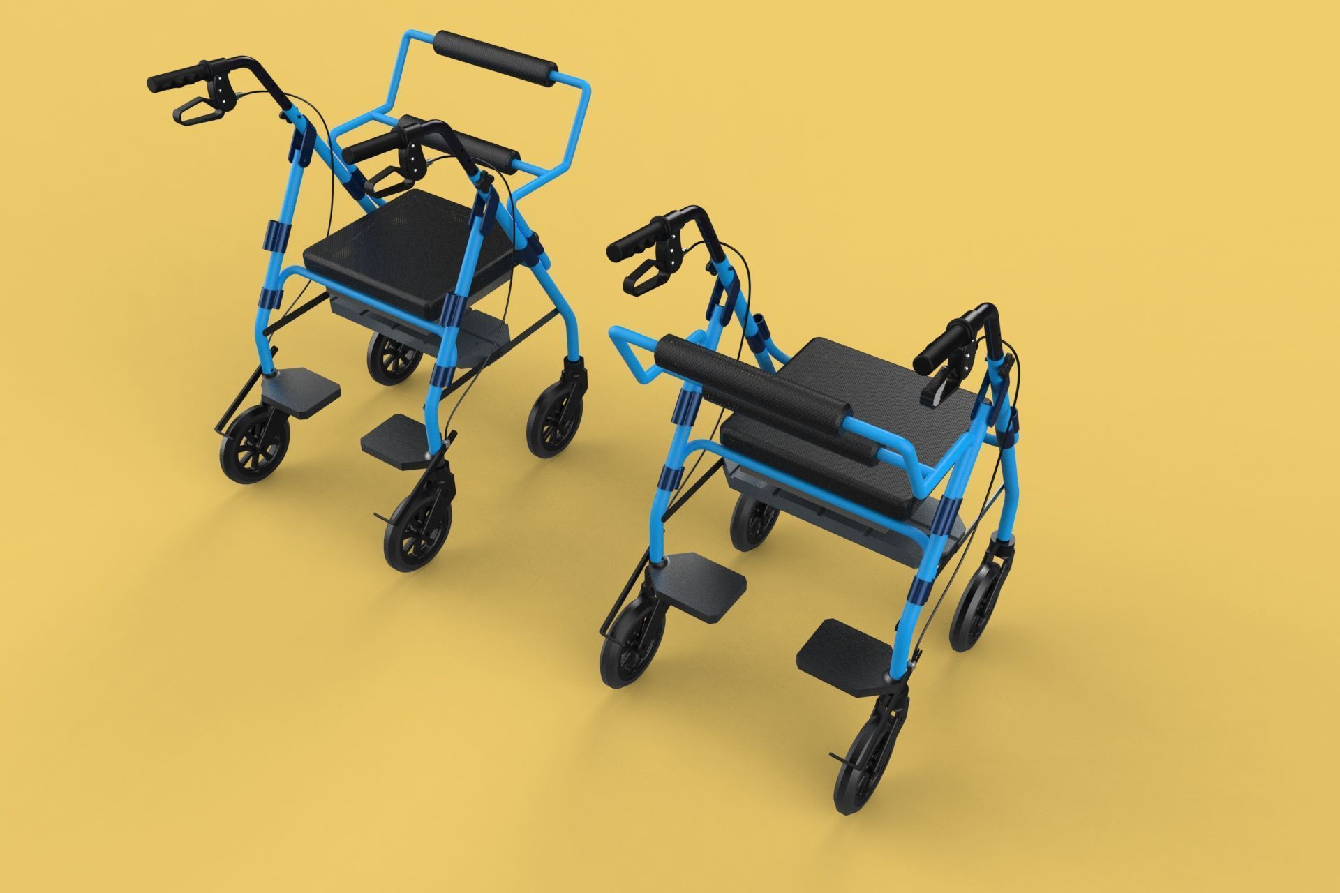 WALKING FRAME ROLLATOR ROLLING WHEELED WALKER FOLDABLE SEAT AID 3D model_68